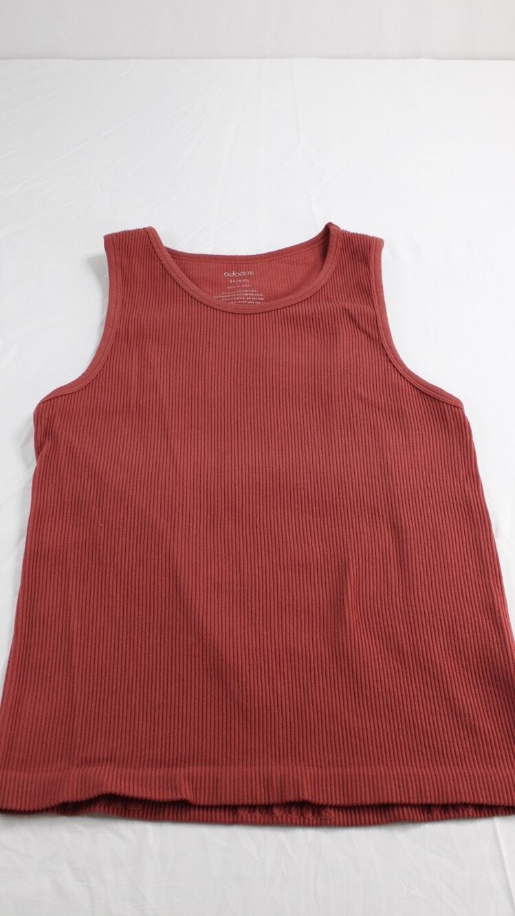 ODODOS Women XL XXL Seamless Ribbed Crop Tank Top Rust Red Stretch Yoga Athletic